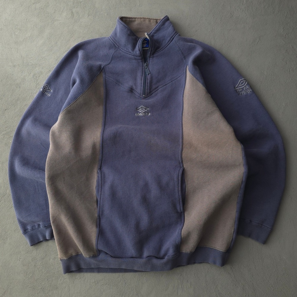 Vintage 90s Umbro Navy Quarter Zip Sweatshirt XL Pro Training Made in Canada